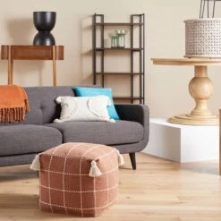 Honeybloom Shiva Brown Woven Pouf -Chic Furniture Store honeybloom shiva brown woven pouf 2