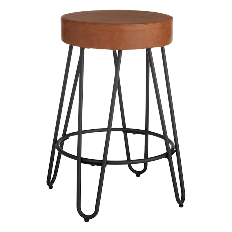 Honeybloom Verona Cognac Faux Leather Counter Stool 3 Honeybloom Verona Cognac Faux Leather Counter Stool