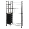 Jami Black Closet Rack With Brown Wooden Shelves -Chic Furniture Store jami black closet rack with brown wooden shelves