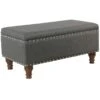 Jasmine Charcoal Grey Upholstered Storage Bench With Nail Heads 2 Jasmine Charcoal Grey Upholstered Storage Bench With Nail Heads -Chic Furniture Store jasmine charcoal grey upholstered storage bench with nail heads