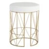 Keira Glazed Gold Wire Vanity Stool & Padded White Faux Leather Seat -Chic Furniture Store keira glazed gold wire vanity stool padded white faux leather seat