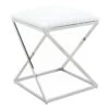 Laila Ali Modern White Velvet Ottoman -Chic Furniture Store laila ali modern white velvet ottoman