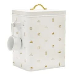 Matisse White & Gold Canister, Large