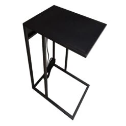 Metal C-Table With Usb Port, Black