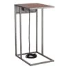 Metal C-Table With USB Port, Brown -Chic Furniture Store metal c table with usb port brown