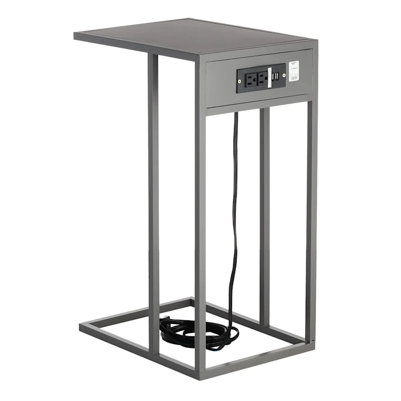 Metal C-Table With USB Port, Dark Grey 5 Metal C-Table With USB Port, Dark Grey - Image 3