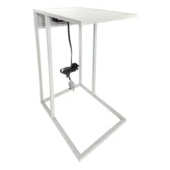 Metal C-Table With USB Port, Grey