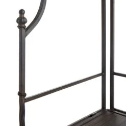 Metal Corner Rack With Brown Decorative Arch & Folding Wood-Top Shelves, 63" -Chic Furniture Store metal corner rack with brown decorative arch folding wood top shelves 63 4