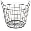 Metal Round Wire Grid Basket With Handle, Large -Chic Furniture Store metal round wire grid basket with handle large