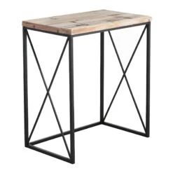 Metal X-Side Table With Wood Top, Large -Chic Furniture Store metal x side table with wood top large 2
