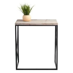 Metal X-Side Table With Wood Top, Large -Chic Furniture Store metal x side table with wood top large 5