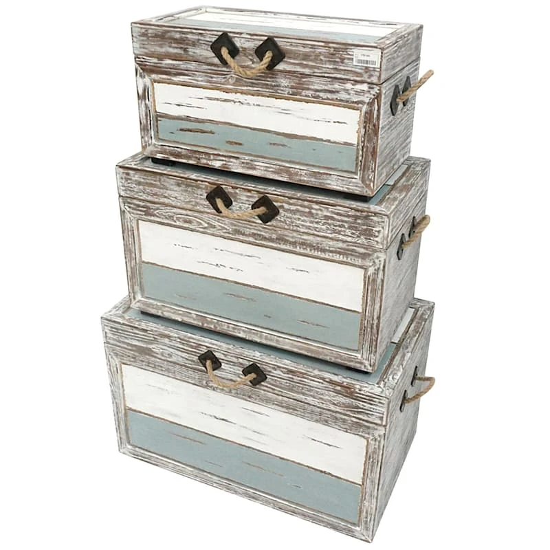 Nantucket Weathered Wood Decorative Storage Trunk, Large 4 Nantucket Weathered Wood Decorative Storage Trunk, Large - Image 2