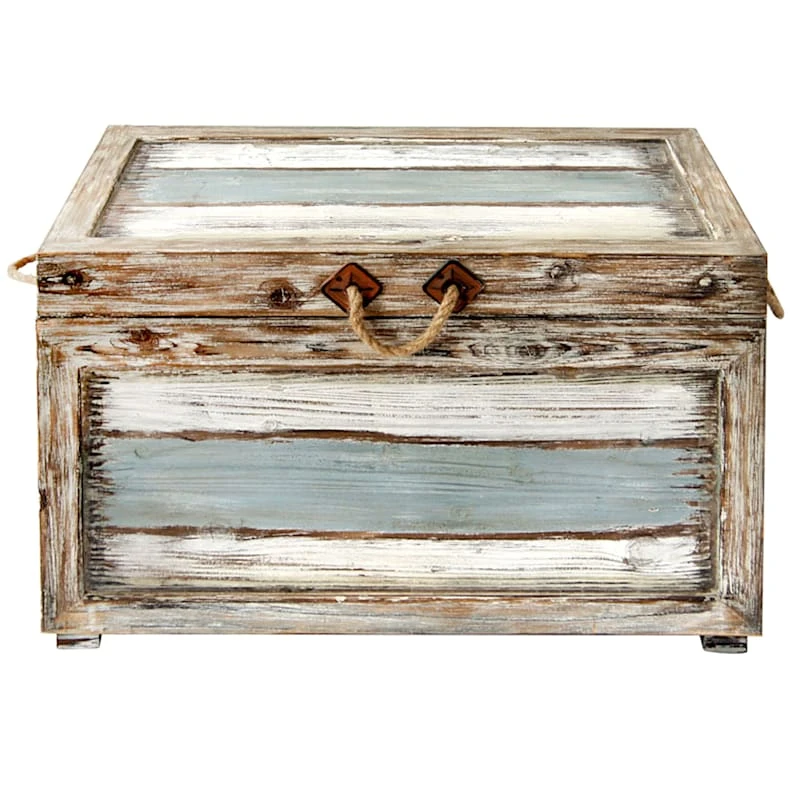 Nantucket Weathered Wood Decorative Storage Trunk, Large 3 Nantucket Weathered Wood Decorative Storage Trunk, Large