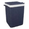Navy Blue Square Laundry Floor Standing Hamper With Ivory Liner, Extra Large -Chic Furniture Store navy blue square laundry floor standing hamper with ivory liner extra large