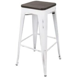 Oregon Vintage White Industrial Backless Barstool, 30" 11 Oregon Vintage White Industrial Backless Barstool, 30" -Chic Furniture Store oregon vintage white industrial backless barstool 30 2