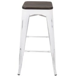 Oregon Vintage White Industrial Backless Barstool, 30" 12 Oregon Vintage White Industrial Backless Barstool, 30" -Chic Furniture Store oregon vintage white industrial backless barstool 30 3