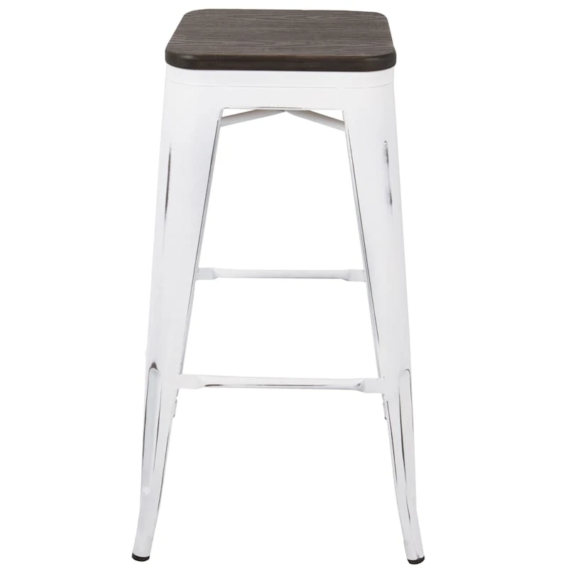 Oregon Vintage White Industrial Backless Barstool, 30" 6 Oregon Vintage White Industrial Backless Barstool, 30" - Image 4
