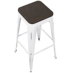 Oregon Vintage White Industrial Backless Barstool, 30" 14 Oregon Vintage White Industrial Backless Barstool, 30" -Chic Furniture Store oregon vintage white industrial backless barstool 30 5