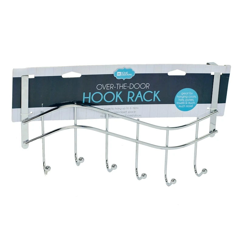 Over The Door Hook Rack, Nickel 3 Over The Door Hook Rack, Nickel