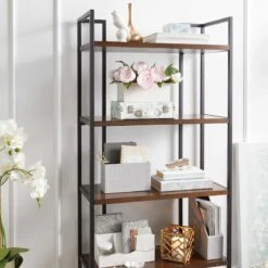 Chic Furniture Store -Chic Furniture Store parkview 5 tier metal wood veneer bookshelf 1