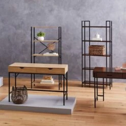 Parkview 5-Tier Metal & Wood Veneer Bookshelf 9 Parkview 5-Tier Metal & Wood Veneer Bookshelf -Chic Furniture Store parkview 5 tier metal wood veneer bookshelf 3