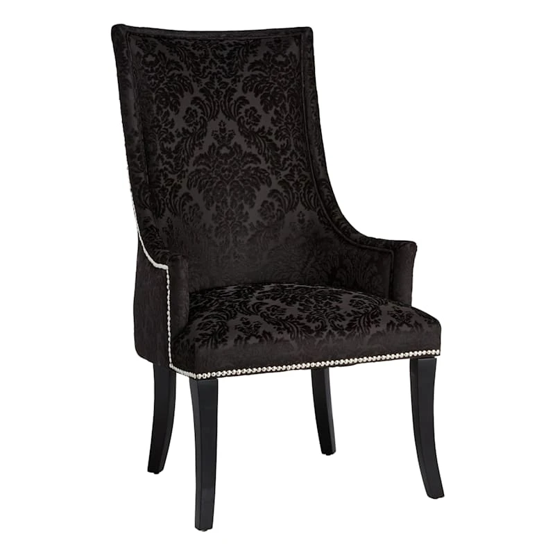 Providence Chatham Damask Velvet Accent Chair, Black 3 Providence Chatham Damask Velvet Accent Chair, Black