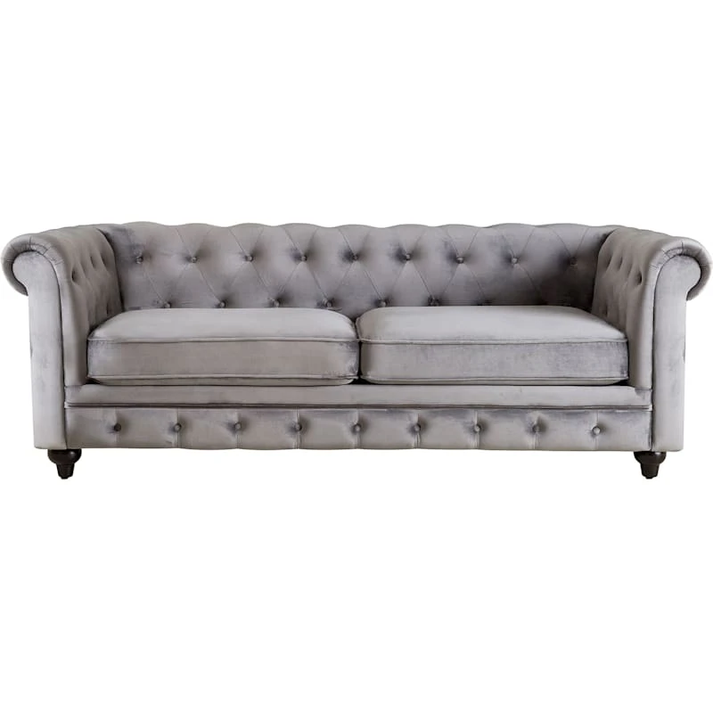Providence Chesterfield Grey Velvet Tufted Sofa, 79" 4 Providence Chesterfield Grey Velvet Tufted Sofa, 79" - Image 2
