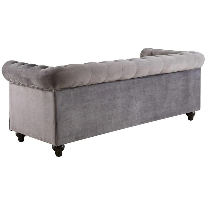 Providence Chesterfield Grey Velvet Tufted Sofa, 79" 5 Providence Chesterfield Grey Velvet Tufted Sofa, 79" - Image 3