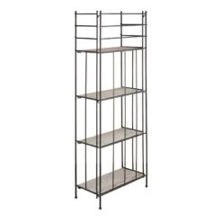 Providence Metal Baker Rack With Folding Wood-Top Shelves, 63" -Chic Furniture Store providence metal baker rack with folding wood top shelves 63 2