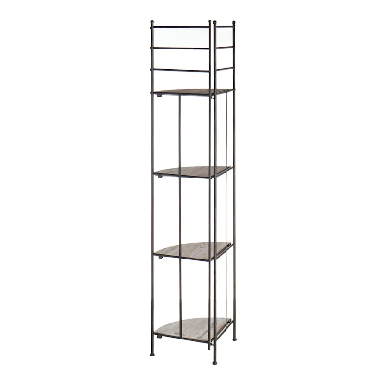 Providence Metal Corner Rack With Folding Wood-Top Shelves, 63" 5 Providence Metal Corner Rack With Folding Wood-Top Shelves, 63" - Image 3