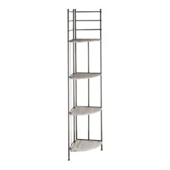 Providence Metal Corner Rack With Folding Wood-Top Shelves, 63"
