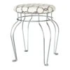 Quatrefoil Silver Wire Vanity Stool/Ivory Printed Fabric Seat 1 Quatrefoil Silver Wire Vanity Stool/Ivory Printed Fabric Seat -Chic Furniture Store quatrefoil silver wire vanity stool ivory printed fabric seat