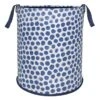 Round Collapsible Laundry Hamper With Handles, Blue Dots