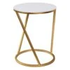 Round Quartz Top Accent Table With Gold Metal Base, Small -Chic Furniture Store round quartz top accent table with gold metal base small