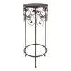 Round Wood Top With Scroll Metal Plant Stand, Large