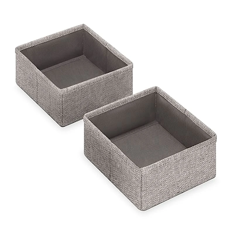 Set Of 4 Fabric Drawer Organizers, Black Herringbone 6 Set Of 4 Fabric Drawer Organizers, Black Herringbone - Image 4