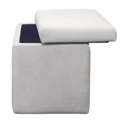 Stuart Square Storage Ottoman, Grey -Chic Furniture Store stuart square storage ottoman grey 3