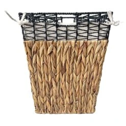 Tapered Square Water Hyacinth Laundry Hamper, Medium