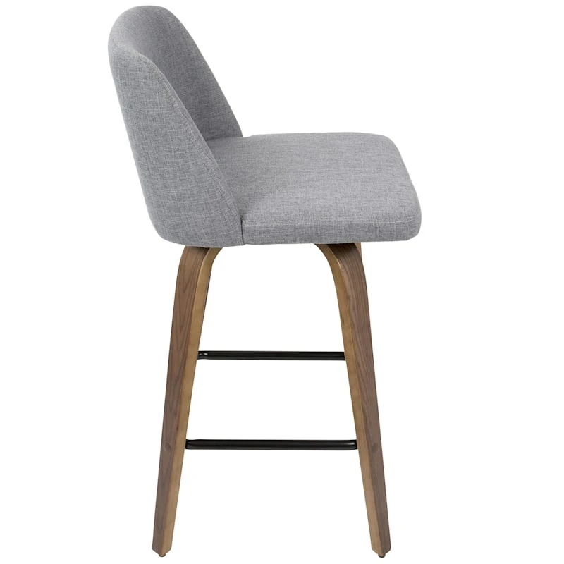Toriano Walnut & Grey Counter Stool, 26" 4 Toriano Walnut & Grey Counter Stool, 26" - Image 2