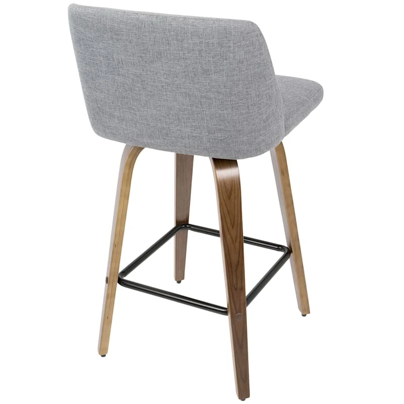 Toriano Walnut & Grey Counter Stool, 26" 6 Toriano Walnut & Grey Counter Stool, 26" - Image 4