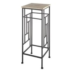 Wood Top Plant Stand With Metal Frame, Medium