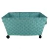 Woven Band Laundry Basket With Wheels, Turquoise 1 Woven Band Laundry Basket With Wheels, Turquoise -Chic Furniture Store woven band laundry basket with wheels turquoise