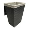 Woven Band Laundry Hamper With Lid & Removable Liner, Dark Grey -Chic Furniture Store woven band laundry hamper with lid removable liner dark grey